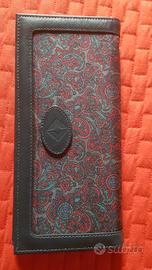 Portafoglio pelle blu e seta -NUOVO