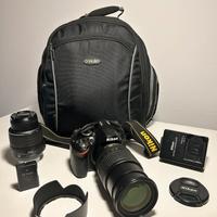 NIKON D3200, ob. 18-55mm, ob. 18-105mm e Zaino