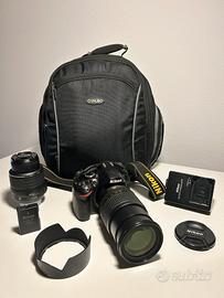 NIKON D3200, ob. 18-55mm, ob. 18-105mm e Zaino