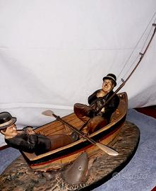 Scultura Stanlio e Ollio pescatori