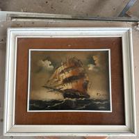 Quadro olio su tela - veliero in tempesta