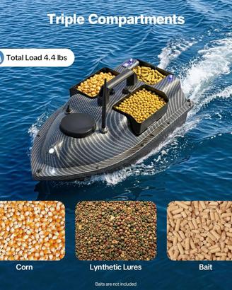 Fishing Bait Boat RC barchino esca tre scomparti