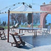 GAZEBO LEGNO IROKO E FERRO PVC 4x4