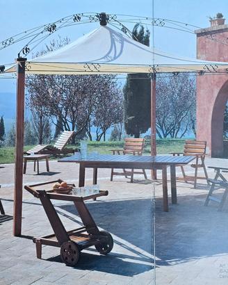 GAZEBO LEGNO IROKO E FERRO PVC 4x4