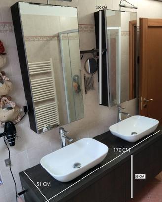 MOBILE SOSPESO BAGNO CON ACCESSORI TUTTI