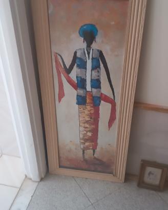 quadro etnico con cornice in legno