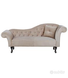 Chaise Longue in Velluto Beige / Tortora – Ottime