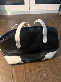 Borsa Enrico Pucci Bauletto Pelle Nera Bianca Vint