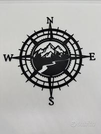 Decorazione wall art 22x22 rosa dei venti montagna