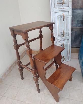 antica scaletta richiudibile tutta tornita 