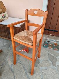 sedia alta in legno per bambini 