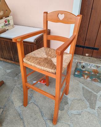 sedia alta in legno per bambini 