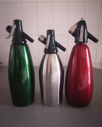 set 3 sifoni seltz soda vintage metallo antichi