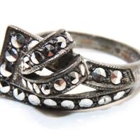Splendido anello Art Deco argento marcasite
