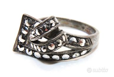 Splendido anello Art Deco argento marcasite