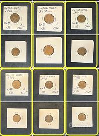 15 Monete USA Wheat Penny 1 Cent Lincoln1930-1958