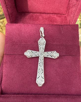 Croce in Platino 950 e Diamanti Naturali
