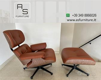 Poltrona Lounge Chair Eames Ottoman pelle NUOVA