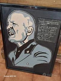 quadro olio su tela con Benito Mussolini