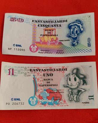 banconote fantastiliardi banca di Paperopoli