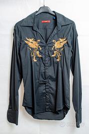 Camicia Angel Devil con dragoni ricamati