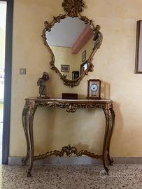 Mobile consolle legno dorato con specchio