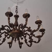 Lampadario in ottone vintage, stile classico