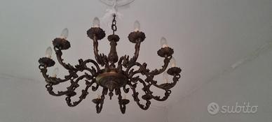 Lampadario in ottone vintage, stile classico