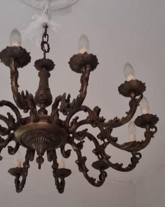 Lampadario in ottone vintage, stile classico