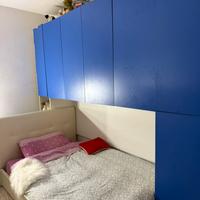 LETTO PIAZZA E MEZZA BIANCO CON SCAFFALE