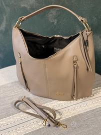 Borsa hobo Pulicati in vera pelle tortora