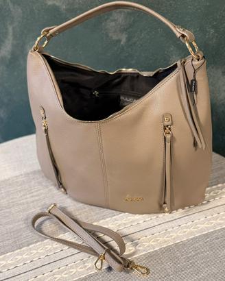 Borsa hobo Pulicati in vera pelle tortora