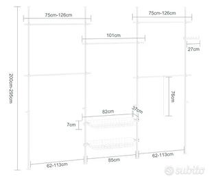 Struttura appendiabiti + Ripiani a muro scomparsa