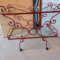 carrello servizio in ferro e cristallo