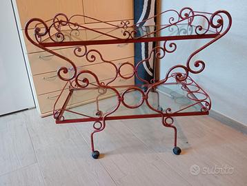 carrello servizio in ferro e cristallo