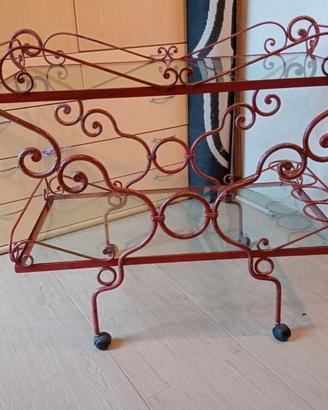 carrello servizio in ferro e cristallo