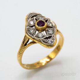 ANELLO IN ORO GIALLO 18 KT CON PIETRE a.32