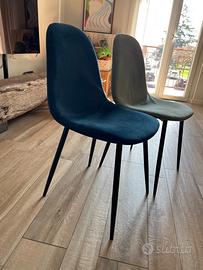 Sette sedie in velluto stile scandinavo