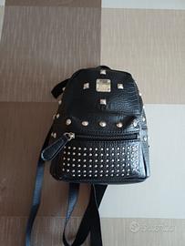 Black Studded Faux Leather Mini Backpack