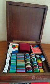 Scatola in legno intarsiato con Carte da Poker