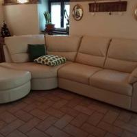 Divano in vera pelle con penisola - made in italy