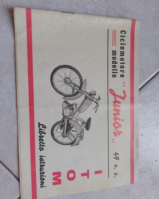 Libretto uso man. originale ITOM Junior 49cc