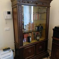 libreria con ante di vetro legno pregiato massello