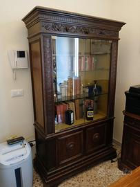 libreria con ante di vetro legno pregiato massello
