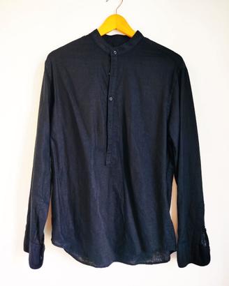 Camicia in lino coreana nera  NUOVA
