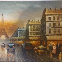 Quadro su tela dipinto a mano paesaggio Parigi - t