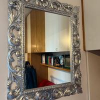 Specchio legno, foglia argento