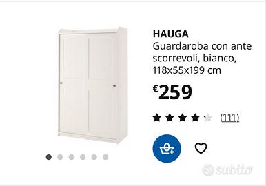 Armadio bianco a due ante scorrevoli ikea Hauga