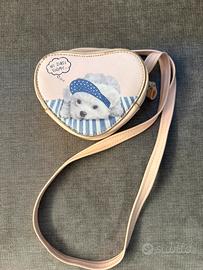 Borsetta tracolla a forma di cuore con cagnolino