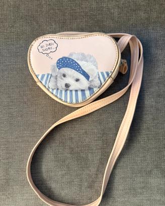 Borsetta tracolla a forma di cuore con cagnolino